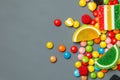 Mixed colorful fruit bonbon close up Royalty Free Stock Photo