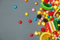 Mixed colorful fruit bonbon close up Royalty Free Stock Photo