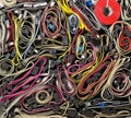 Mixed colorful IDE cables as a background Royalty Free Stock Photo