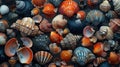 Mixed colorful sea shells as background Royalty Free Stock Photo