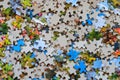 Mixed colour puzzle pieces. Royalty Free Stock Photo