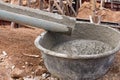 Mixed concrete pouring at construction site Royalty Free Stock Photo