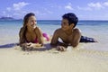 Mixed couple in hawaii Royalty Free Stock Photo