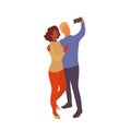 Mixed couple taking selfie together with smartphone