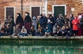 Mixed crowd waiting for parade Royalty Free Stock Photo