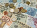 Mixed currency notes Royalty Free Stock Photo