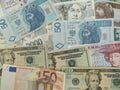 Mixed currency notes Royalty Free Stock Photo