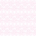 Mixed cute line heart pink roses in white background floral seamless pattern. Royalty Free Stock Photo