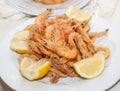 Mixed deep-fried fish shrimp and squid platter