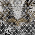 Mixed Design of Golden Jewlery and Lace on Animals Skin Background Ready for Textile Prints. Royalty Free Stock Photo