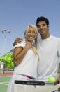 Mixed doubles Tennis Players on tennis court