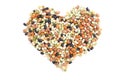 Mixed dried beans in a heart shape Royalty Free Stock Photo