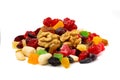 Mixed dried fruit and nuts Royalty Free Stock Photo