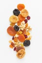 Mixed dried fruits and nuts Royalty Free Stock Photo