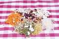 Mixed dried legumes and cereals isolated on white background, top view Royalty Free Stock Photo