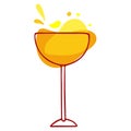 Mixed drink. Bright yellow cocktail in glass. Classic margarita cocktail. Exotic tropical beach bar. Flat cartoon vector icon on Royalty Free Stock Photo