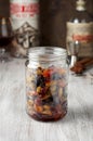 Mixed dry fruits soaked with spices in rum for traditional Christmas Cake Royalty Free Stock Photo