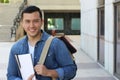 Mixed ethnicity student smiling on campus Royalty Free Stock Photo