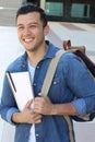 Mixed ethnicity student smiling on campus Royalty Free Stock Photo