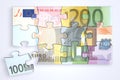 Mixed Euro Notes Puzzle with Separate Piece