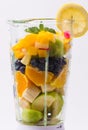 Mixed exotic fruits in blender