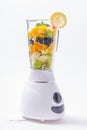 Mixed exotic fruits in blender