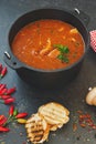 Mixed fish and tomato chowder Royalty Free Stock Photo