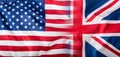 Mixed Flags of the USA and the UK. Union Jack flag Royalty Free Stock Photo