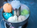 Mixed flavor ice cream in hot pot