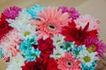 Different flowers in many bright colors in a mixed bouquet Royalty Free Stock Photo