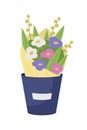 Mixed flower bouquet semi flat color vector object