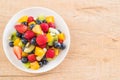 mixed fresh fruits (strawberry, raspberry, blueberry, kiwi, mango) Royalty Free Stock Photo