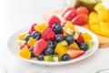 mixed fresh fruits (strawberry, raspberry, blueberry, kiwi, mango) Royalty Free Stock Photo