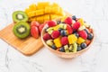 mixed fresh fruits (strawberry, raspberry, blueberry, kiwi, mango) Royalty Free Stock Photo