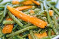 Mixed fresh green runner beans and carrots