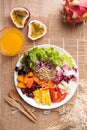 Mixed fresh salad organic vegetables with quinoa seeds, Healthy vegan food Royalty Free Stock Photo