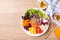 Mixed fresh salad organic vegetables with quinoa seeds, Healthy vegan food Royalty Free Stock Photo