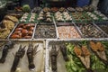 Mixed fresh seafood on display at xiamen street market china Royalty Free Stock Photo