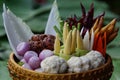 Mixed fresh vegetables on bamboo basket Royalty Free Stock Photo