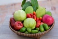 Mixed fruit, Asian tropical fruit in season.group of colorful fruit