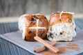 Mixed fruit and cinnamon easter hot cross buns