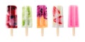 Mixed fruit popsicles isolated on white Royalty Free Stock Photo