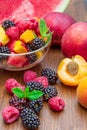 Mixed fruit salad with fresh fruit Royalty Free Stock Photo