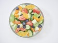 Mixed fruit and vegetable salad in a glass bowl Royalty Free Stock Photo