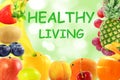 Mixed fruits background healthy food life style living concept