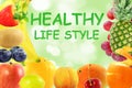 Mixed fruits background healthy food life style living concept