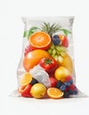 Mixed Fruits in a Plastic Bag ready for sales. Royalty Free Stock Photo