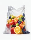 Mixed Fruits in a Plastic Bag ready for sales. Royalty Free Stock Photo