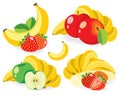 Mixed fruits vector illustrations Royalty Free Stock Photo