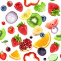 Mixed fruits and vegetables. Seamless pattern.